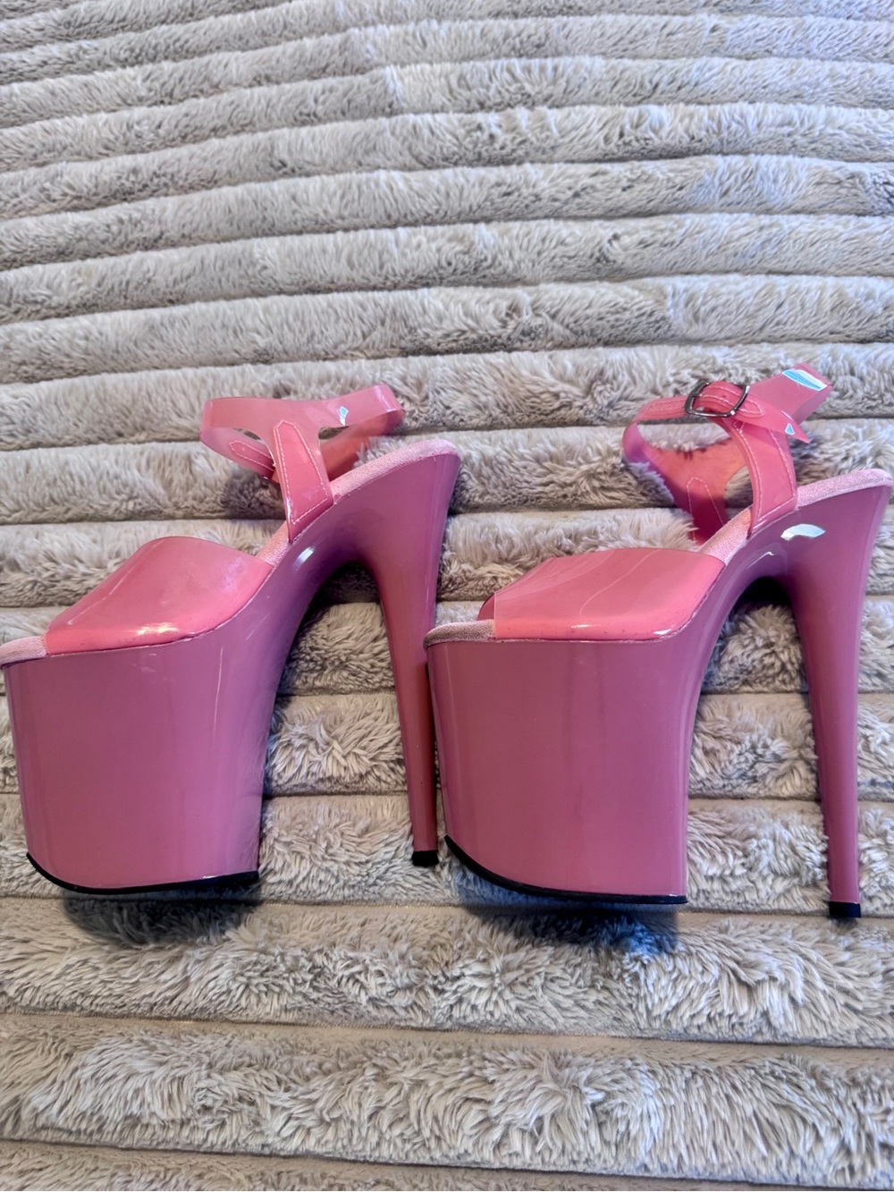 Baby Pink Pleaser Flamingo 808N Pink Patent Platform High Heels - Picture 2 of 5